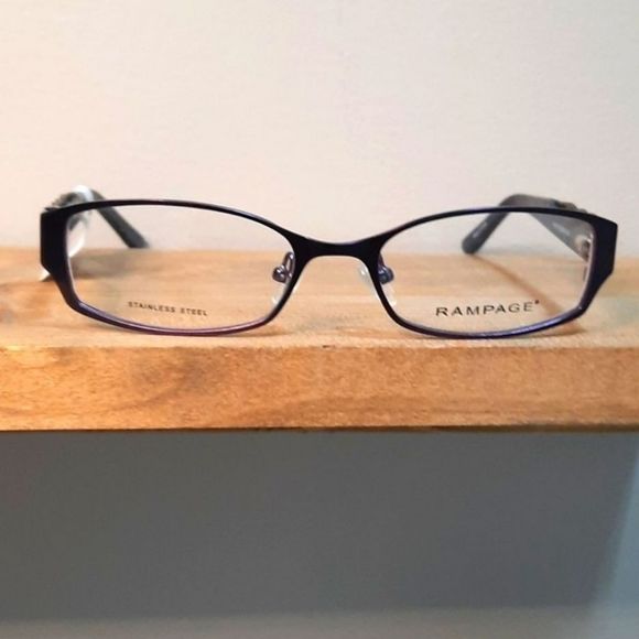 NEW prescription-ready Eyeglass Frame, purple STAINLESS STEEL, Rampage 51-17-135 - Picture 3 of 7